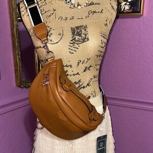 Stylish Tan Vegan Leather Crossbody Bag